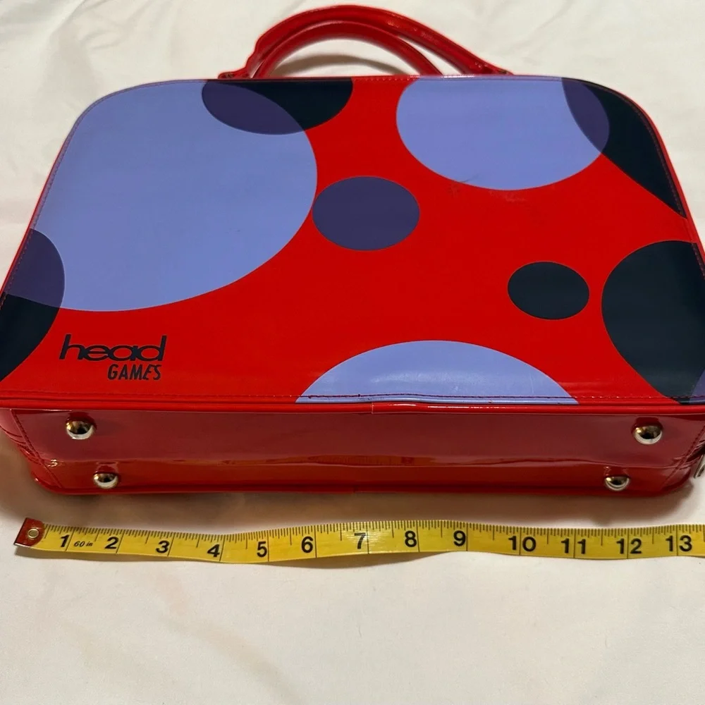 Head Games Retro Mod Polka Dot Red Patent Zipper Cosmetic Bag